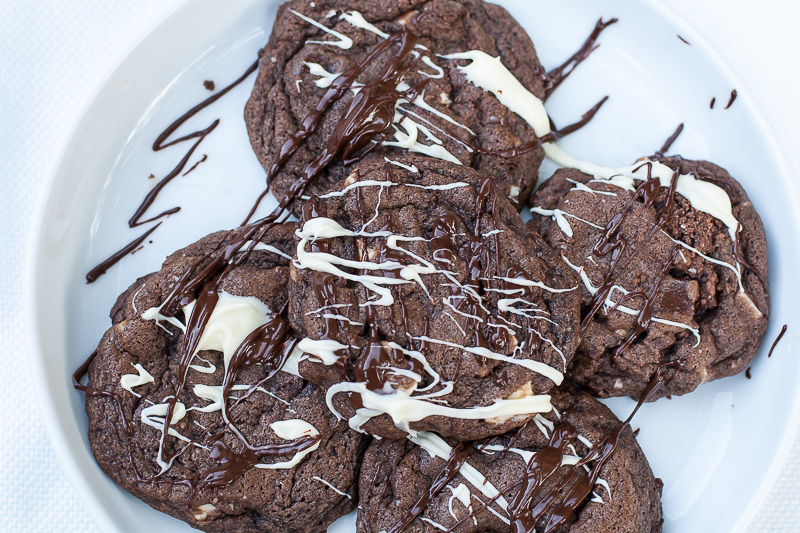 triple chocolate chunky cookies