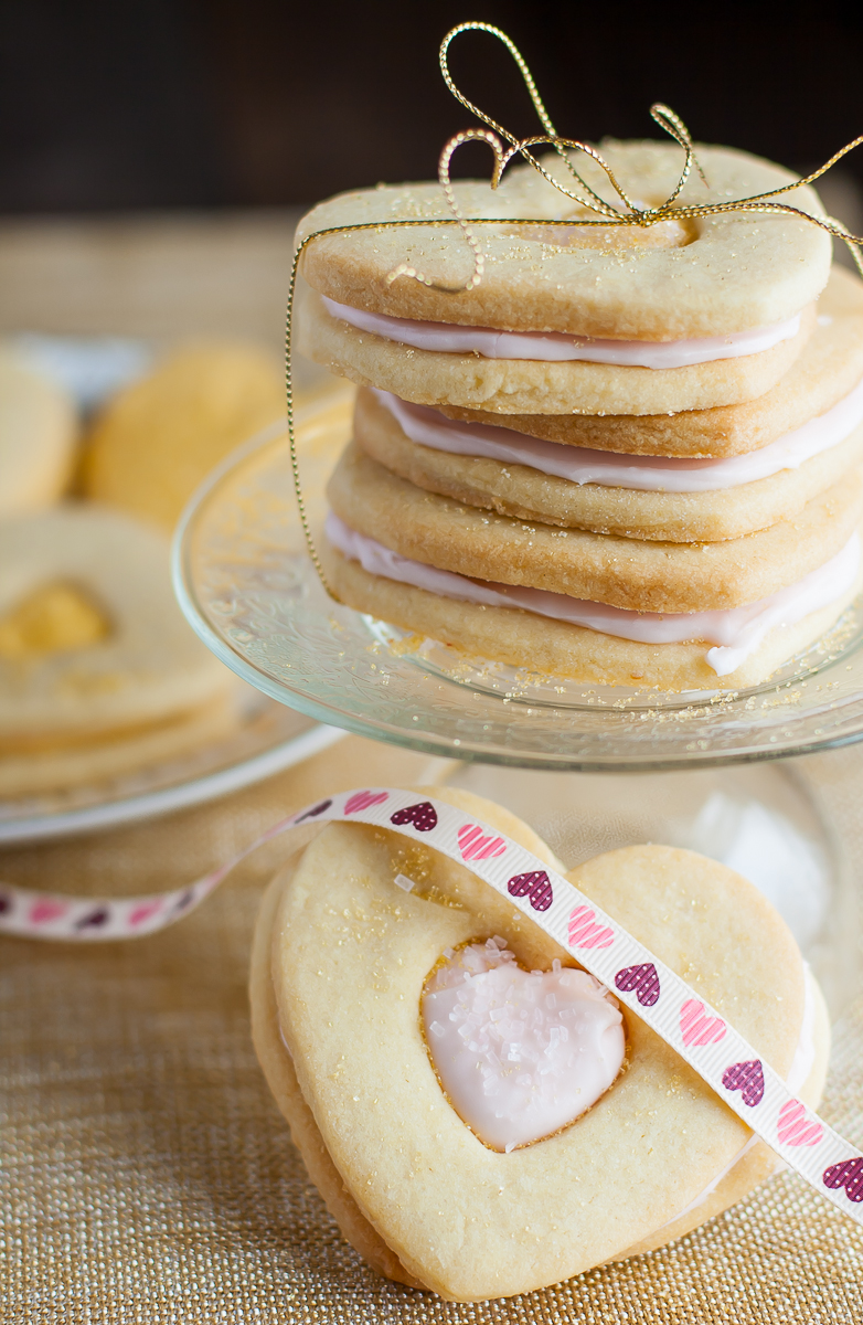 valentine pink and gold heart cookies