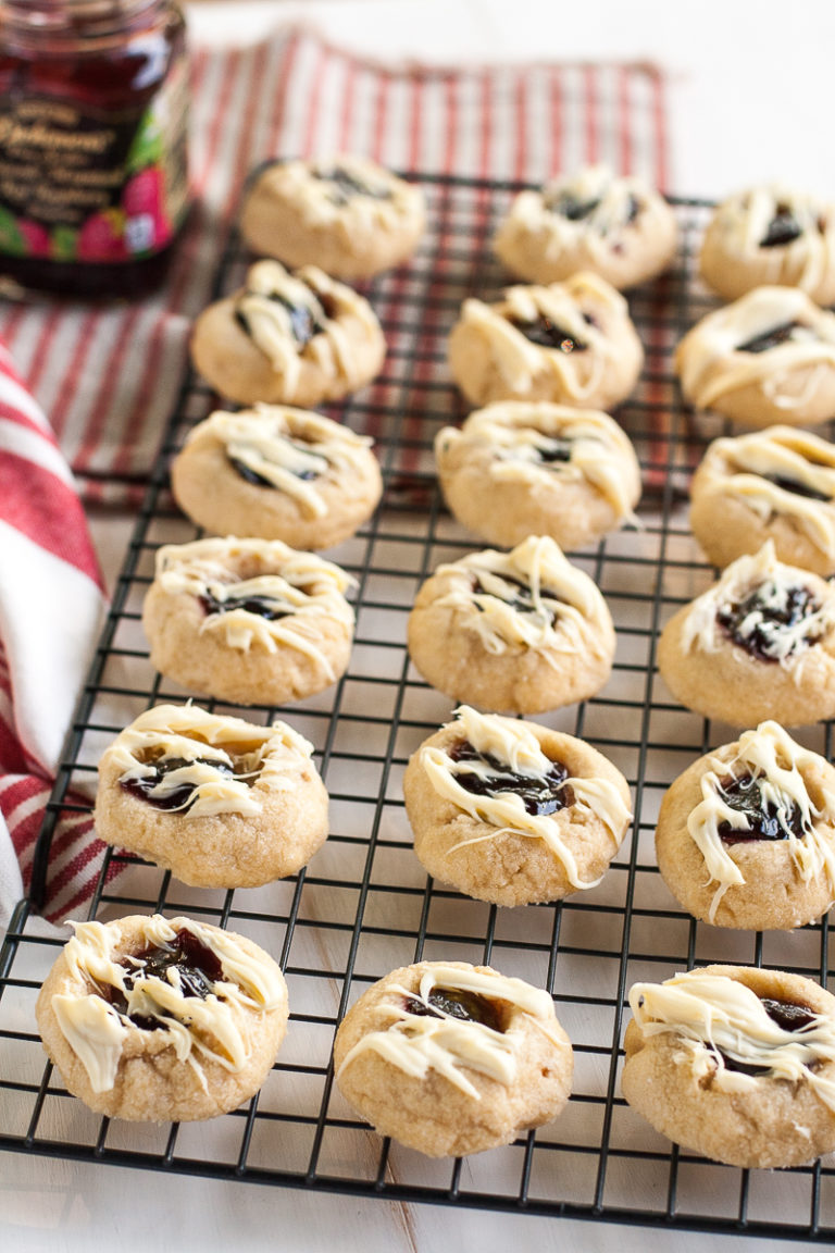Raspberry and white chocolate thumbprint cookie recipe
