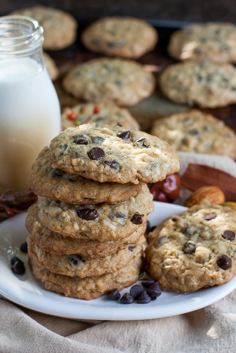 Oatmeal Chocolate Almond Cookies Recipe Crunchy Edges Soft And Chewy 