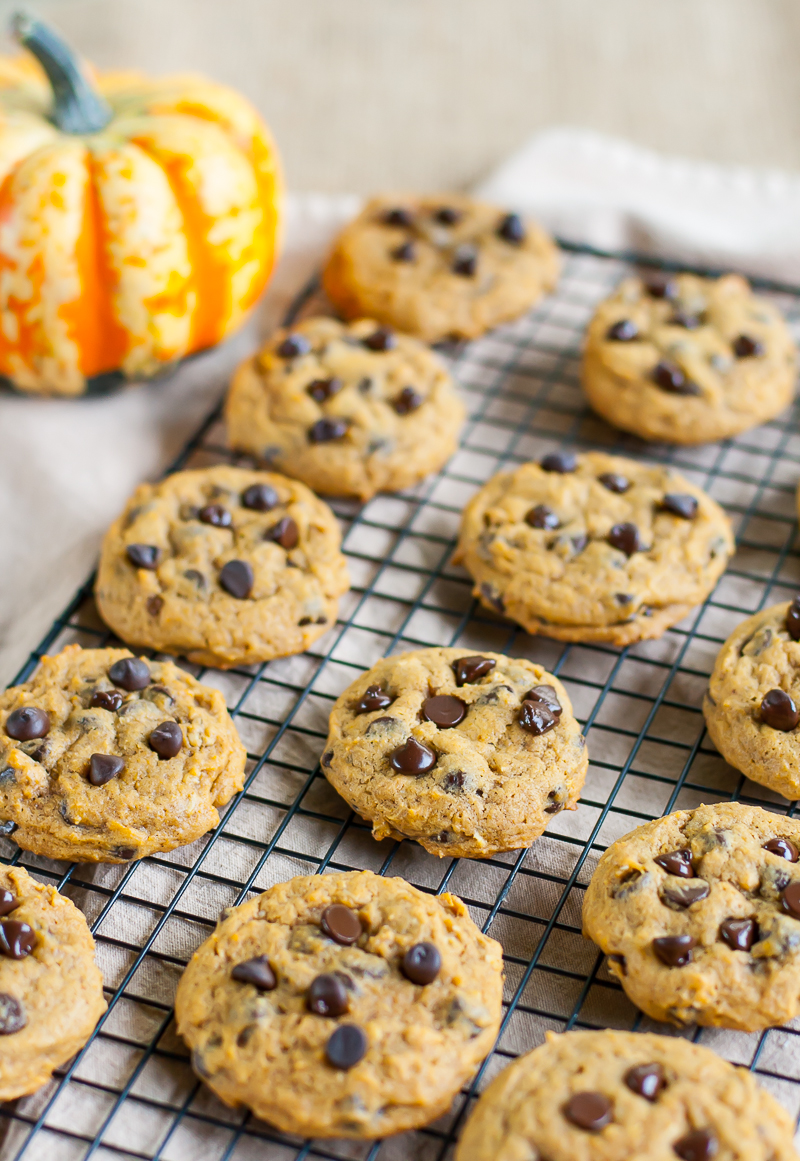 Pumpkin Chocolate Chip Cookies- cookie recipe for soft and chewy pumpkin cookies including Chocolate!| CountryCupboardCookies.com