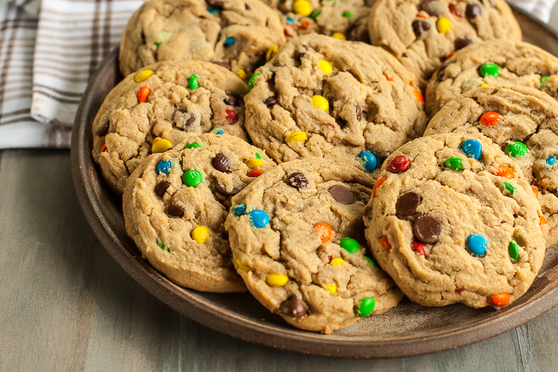 peanut butter cookies with m&m's