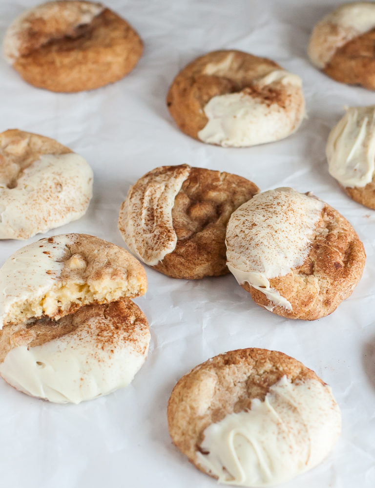 Snickerdoodle Cookies dipped in White Chocolate