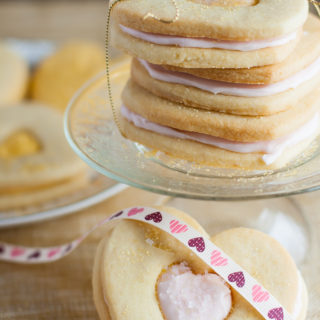 valentine pink and gold heart cookies