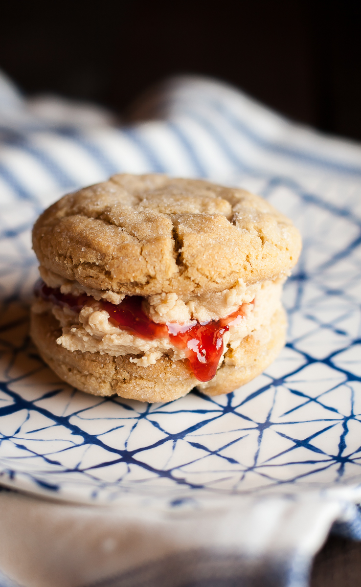 pb and jelly cookie sandwiches