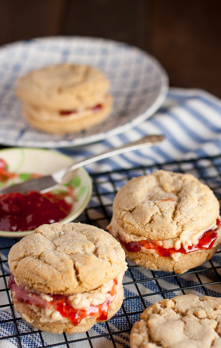 peanut butter and jelly cookie sandwiches